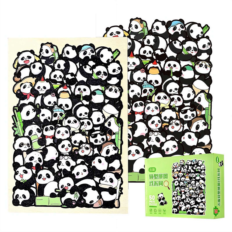 Wooden panda Puzzle Game,panda Shaped Wooden Jigsaw Puzzlem,Unique Shape Wooden Jigsaw Puzzle, panda Gifts for Adults Kids Women Girls and panda Lovers - Image 1